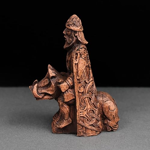 Miniatura 6 de Dryad Design Freyr - Figura nórdica del dios de la fertilidad y la prosperidad, decoración de altar pagano vikingo (acabado de madera)