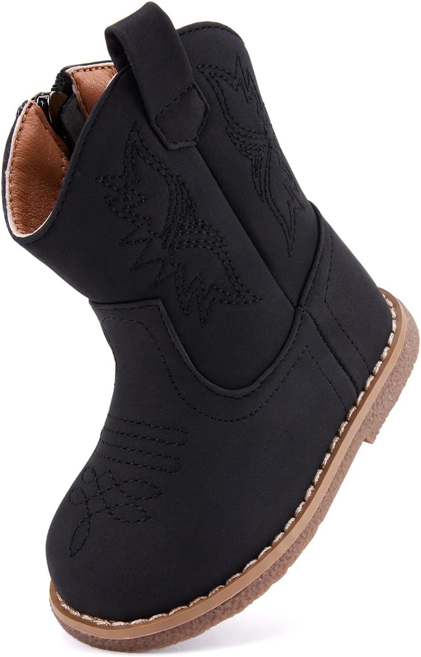 BMCiTYBM Baby Cowboy Cowgirl Boots Infant Western Boots Toddler Boys Girls Round Toe Riding Mid Calf Boots All Seasons for 6 9 12 18 24 Months - Image 4