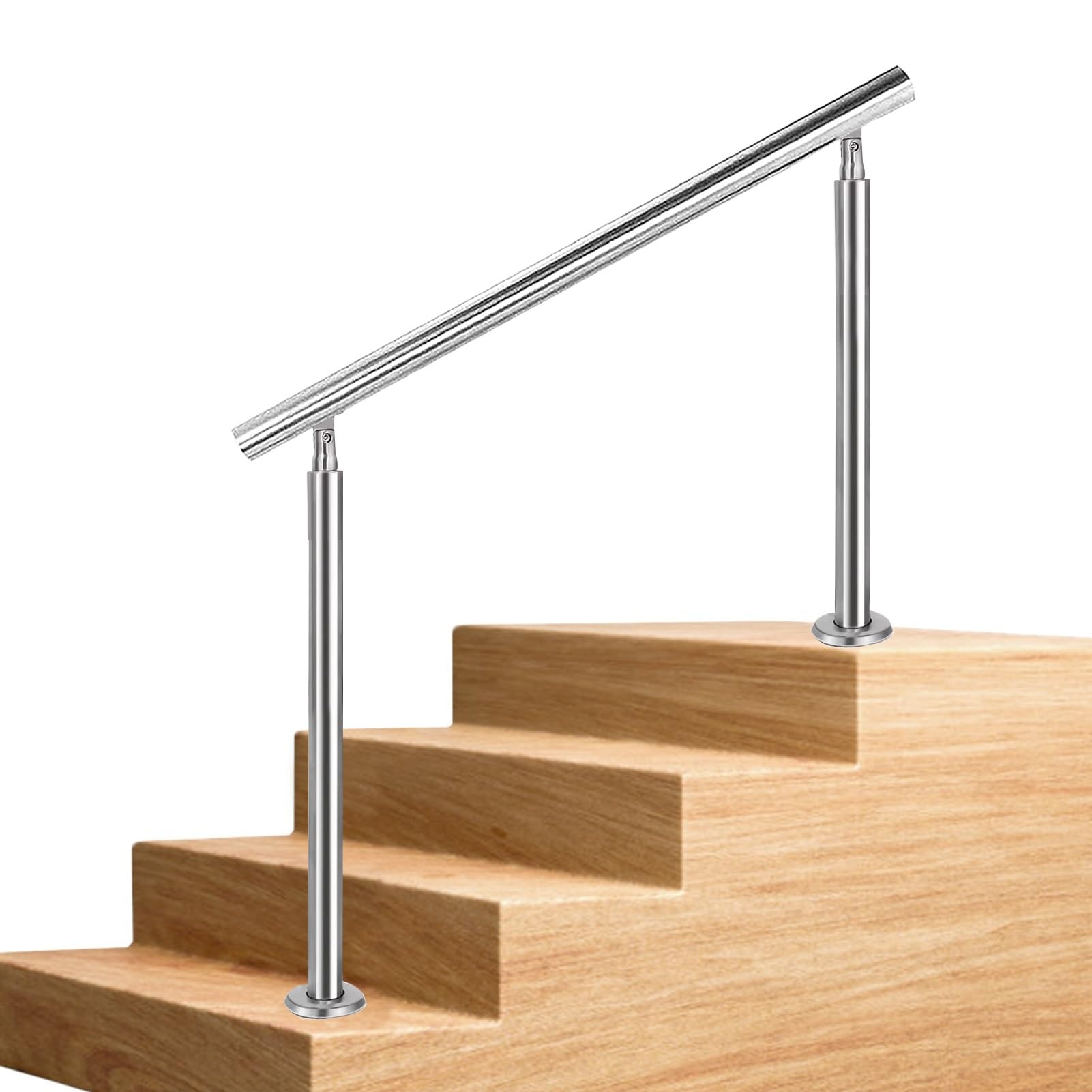 Rampe d'escalier extérieure contre les chutes sur marches glissantes : kit acier réglable