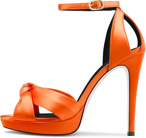 Miniatura 2 de HDEUOLM Sandalias de tacón alto de plataforma para mujer, con puntera abierta, correa de tobillo, para boda, lindos tacones de 4.7 pulgadas