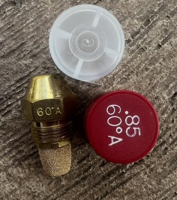 Three Pack - Oil Burner Nozzle, .85 60 A, Hollow Spray Red Cap .85 60A Oil Nozzle .85 Gallons per minute with a hollow 60 degree Spray