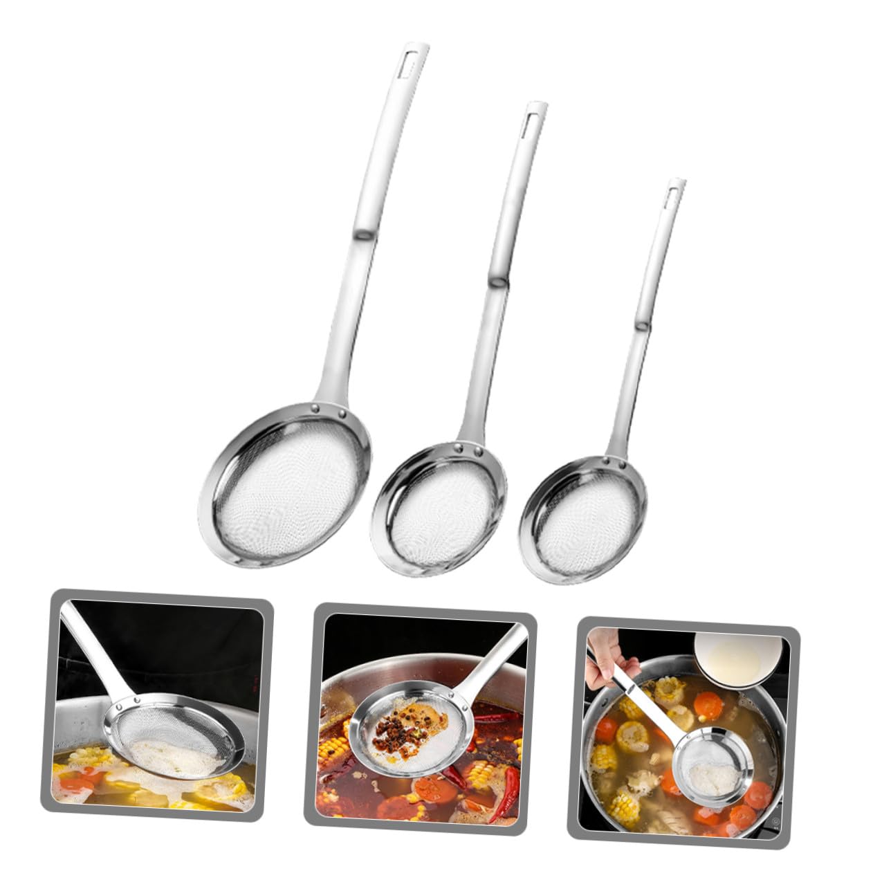 3 Stück Feinmaschiges Edelstahlsieb Küchenfilter Küchensieb Mehlsieb Für Sieben Von Saft Mehl Und Gewürzen