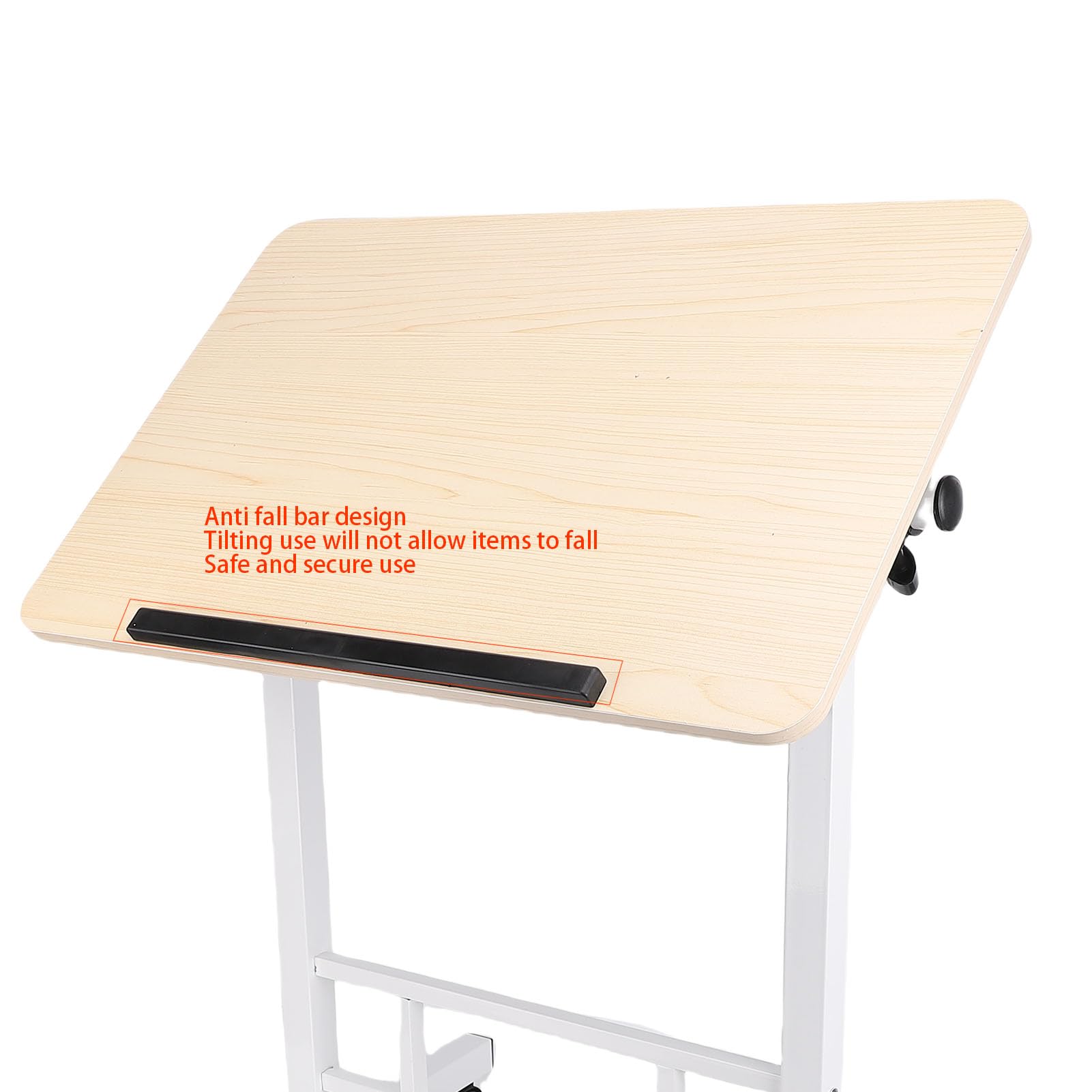 Scrivania Mobile con Rotelle, Tavolo per Laptop in Metallo MDF con Ruote, Altezza Regolabile da 23,62 a 31,50 Pollici, Rotelle Bloccabili, Postazione di Lavoro Pieghevole per la Camera da (#1)