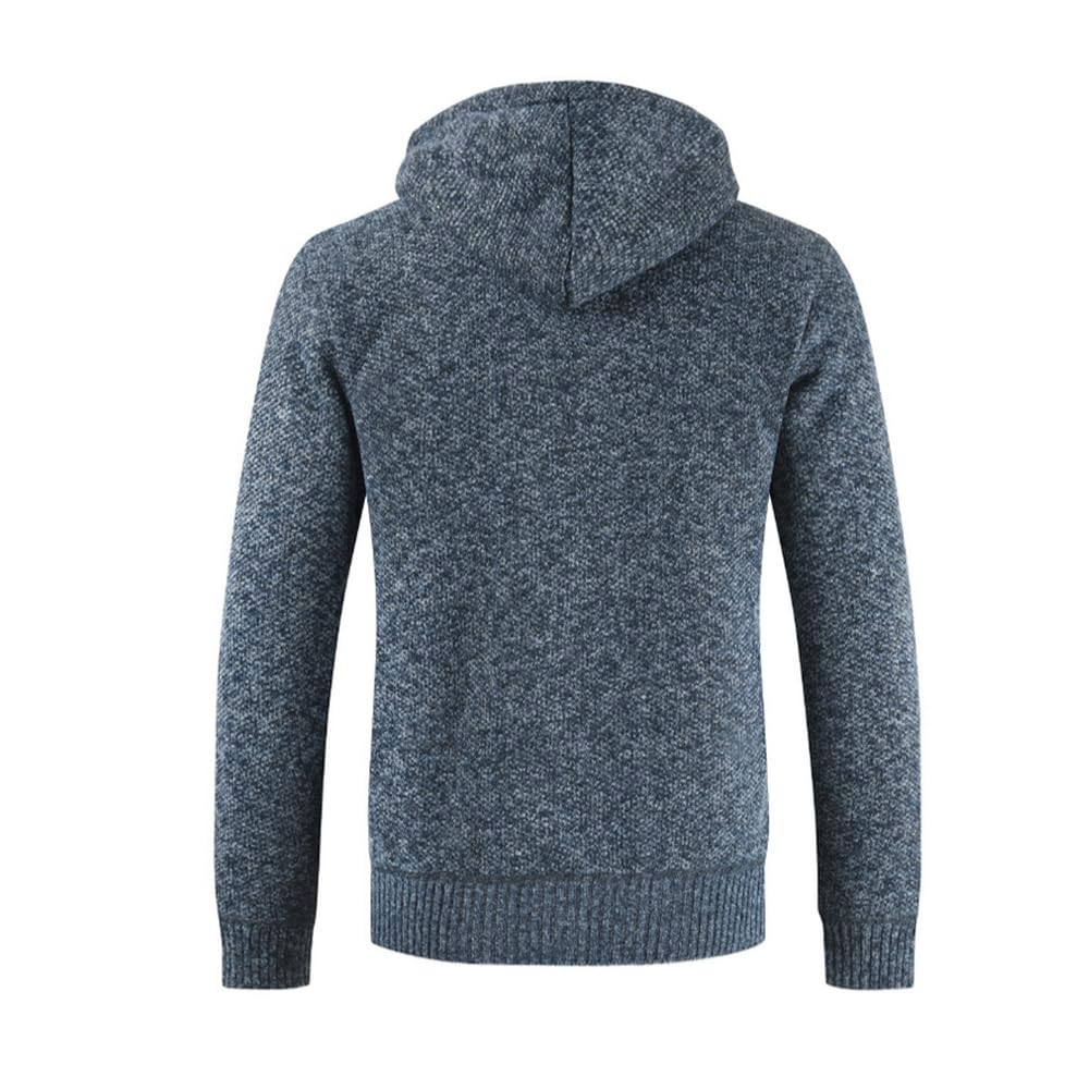 Męska bluza z kapturem sweter z dzianiny Full Zip polarowa podszewka kardigan luźny krój regularny krój kardigan z kapturem