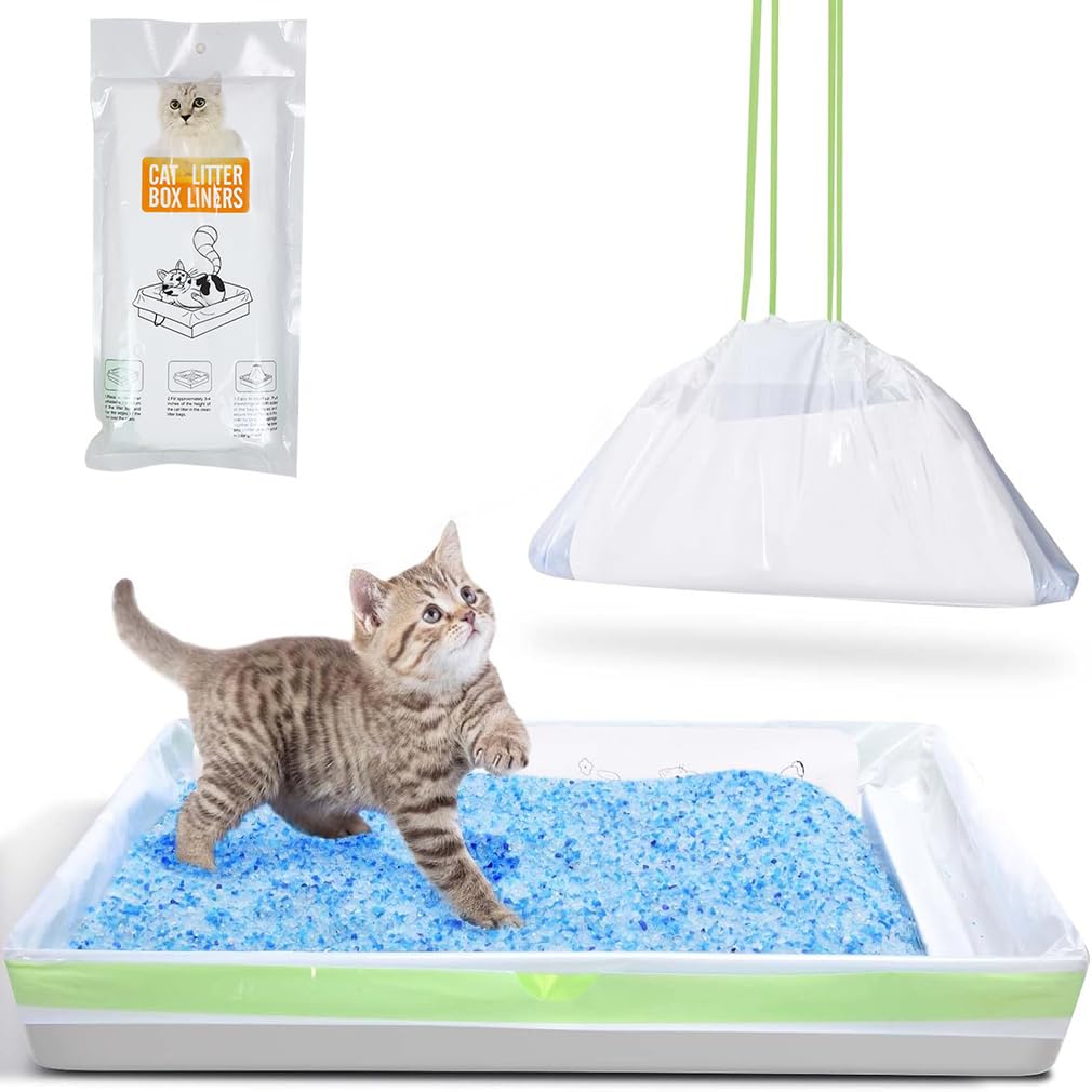 7 Pieces Cat Litter Tray Liners with Drawstrings Scratch Resistant Bags Leak Proof for Large Litter Box