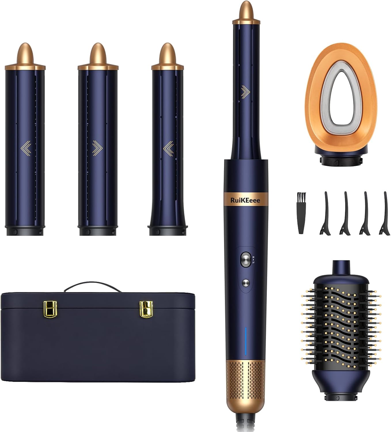 Hair Dryer Brush 6 in 1 Professional Hot Air Styler, Hair Curler Set for Curling, Fast Drying, Smoothing, Volumizing, Multi Hair Styling Tools with Travel Case – No Heat Damage – Prussian Blue Hair Dryer Brush 6 in 1 Professional Hot Air Styler, Hair Curler Set for Curling, Fast Drying, Smoothing, Volumizing, Multi Hair Styling Tools with Travel Case – No Heat Damage – Prussian Blue
