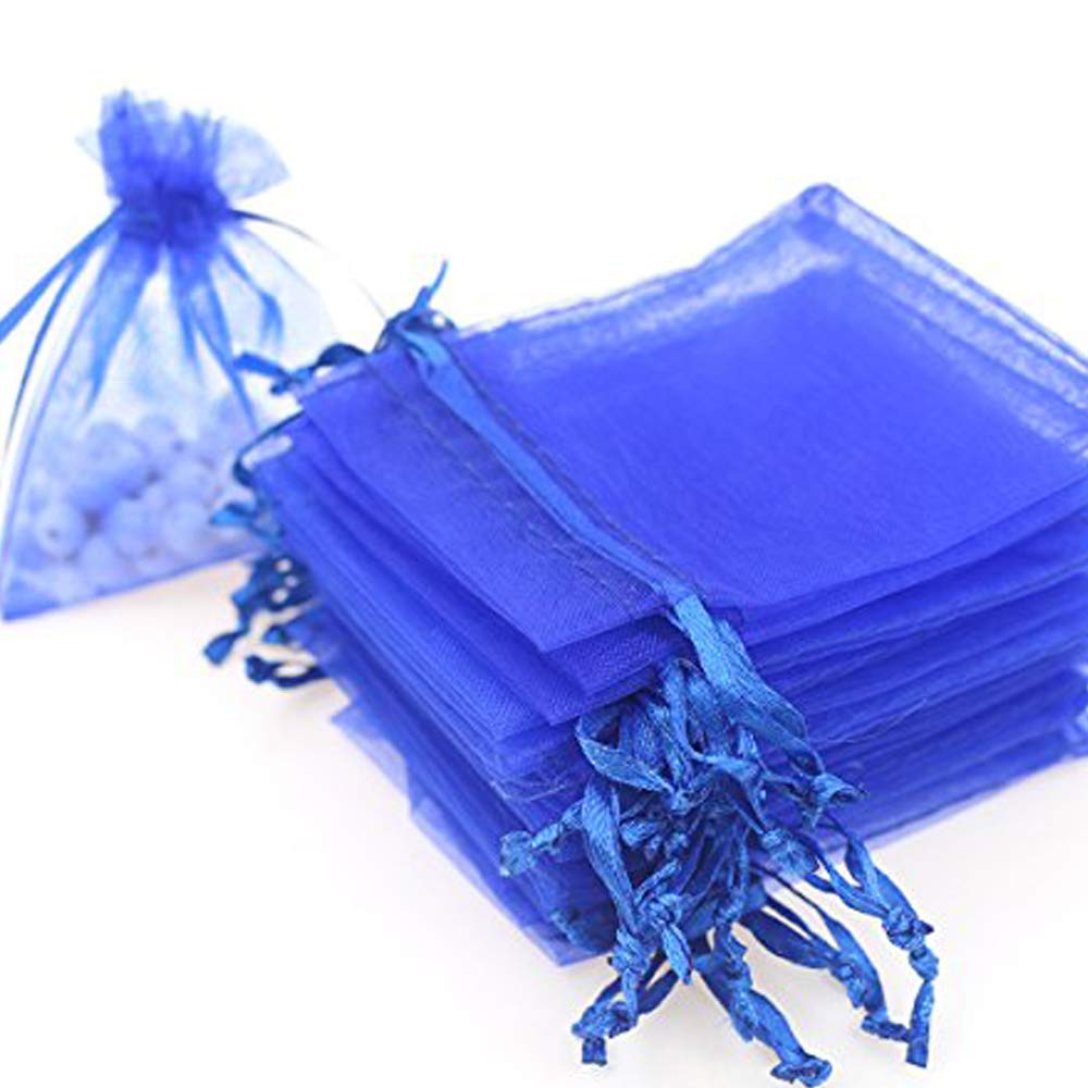 Time to Sparkle 50pcs Pouches Organza Gift Bags Oragnza Wedding Party Favour Jewellery, 25x35cm, Royal Blue