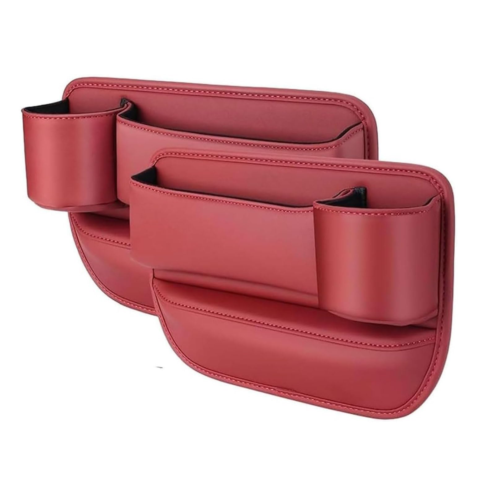 WQLTTFC Car Seat Gap Filler Organizer for Abarth 500e Cabriolet 2023 2024 2025, 2 Pcs Leather Multi-Purpose Seat Gap Filler Organizer, Car Accessories,Red