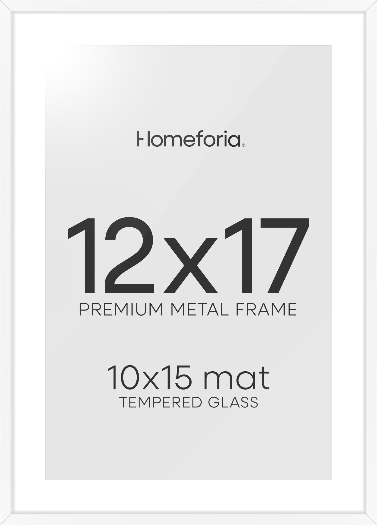 Homeforia 12x17 White Picture Frame, High-End Metal, 10x15 Mat, Glass | High End Aluminum, Tempered Glass, Acid-Free 10x15 Removable Mat, 12x17 in Edge-to-Edge Display 17x12, Wall Kit, Set Of 2