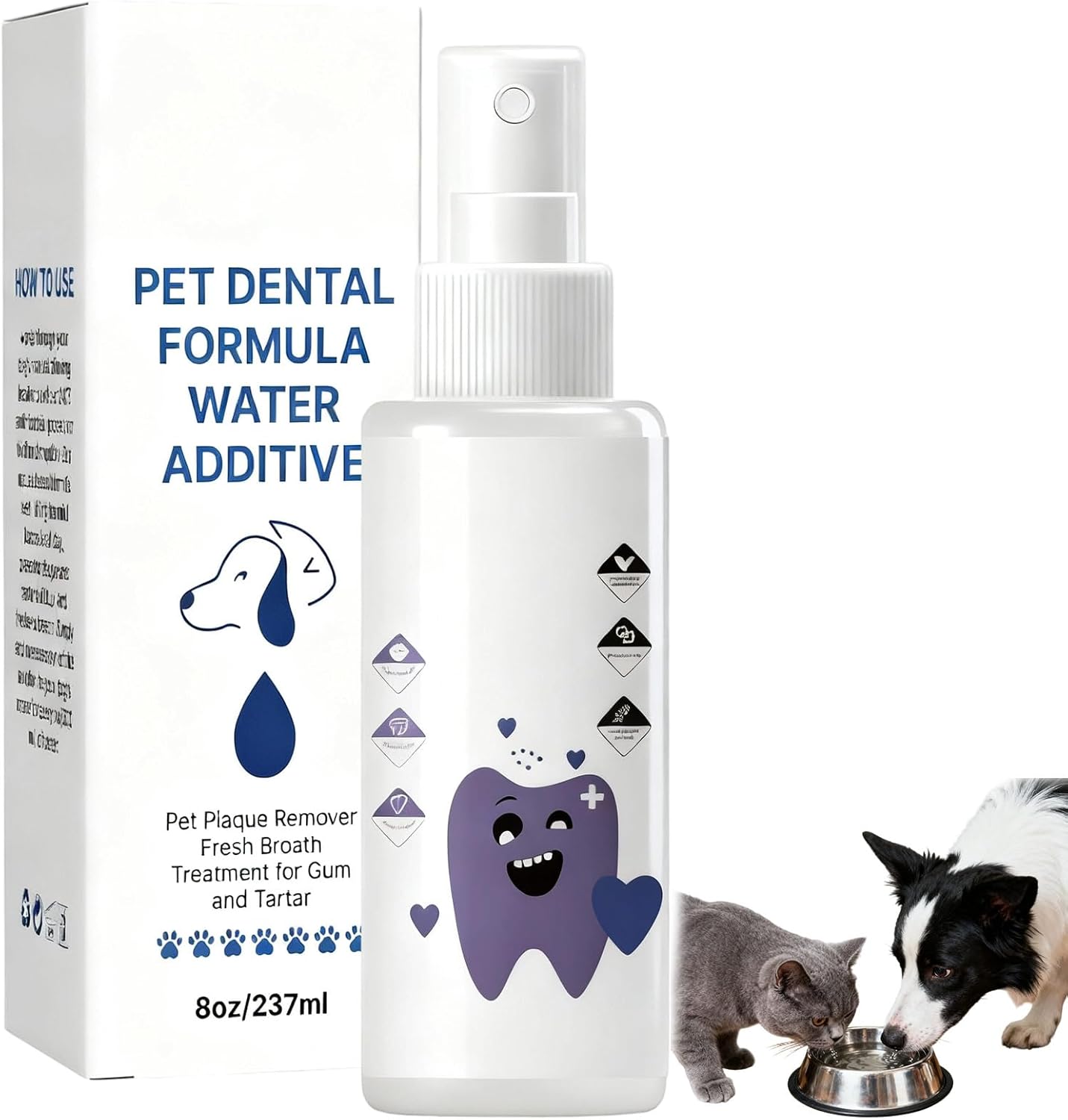 Pawbright Dental Plus, Natural, Odorless & Flavorless DentalWater Additive, Promote Healthy Gums & Freshen Breath, Dental Plus for Dog DentalWater Additive, Easy Daily Use for All Pet