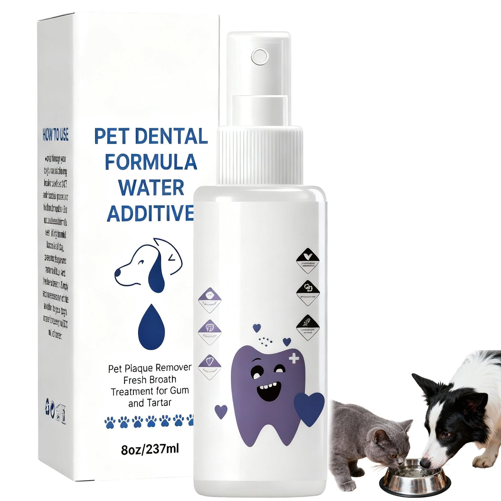 Pawbright Dental Plus, Natural, Odorless & Flavorless DentalWater Additive, Promote Healthy Gums & Freshen Breath, Dental Plus for Dog DentalWater Additive, Easy Daily Use for All Pet