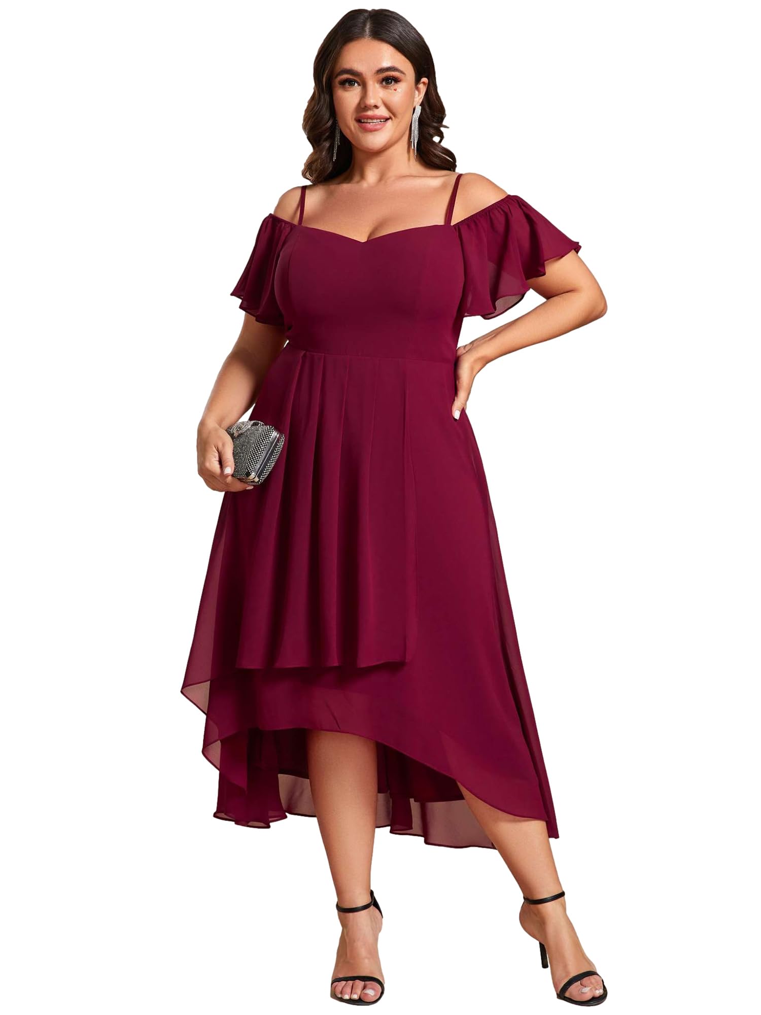 Ever Prettywomens Plus Size Ruffle Sleeves Off Shoulder Empire Waist |  Desertcart BAHRAIN