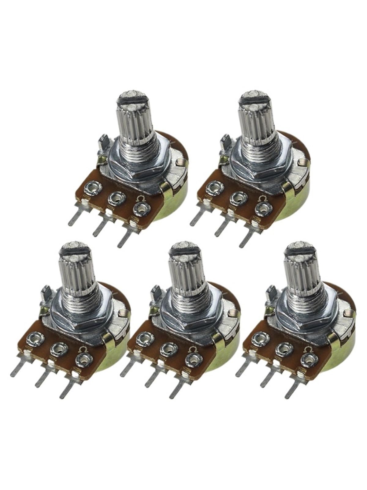 20 potenciómetros lineales WH148 de 15 mm y 3 pines con tuercas y arandelas, resistencia 1K, 2K, 5K, 10K, 20K, 50K, 100K, 250K, 1M (1M Ohm)