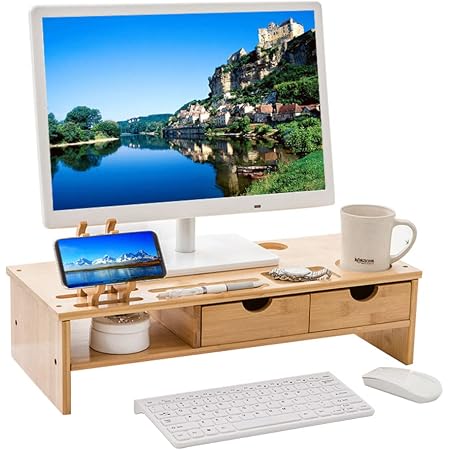 Support Moniteur Bois Noyer HumanCentric - 121,9 Cm Pour 2 Crans Organisation 495967