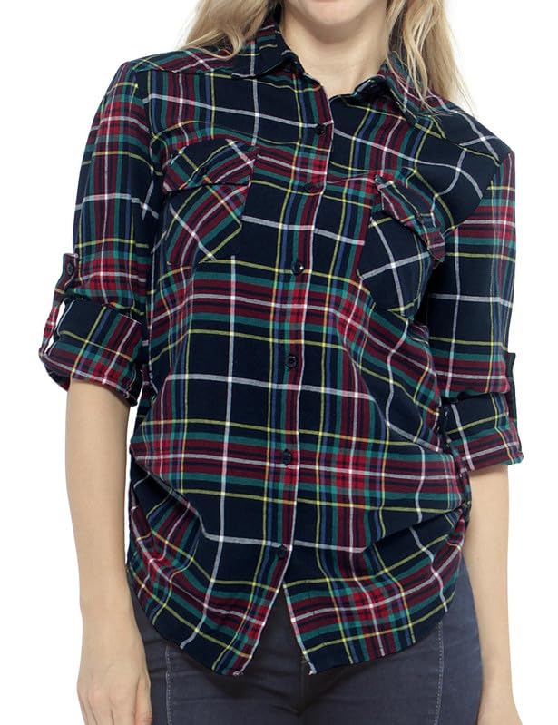 Image of Match Women's Long Sleeve Plaid Flannel Shirt #2021