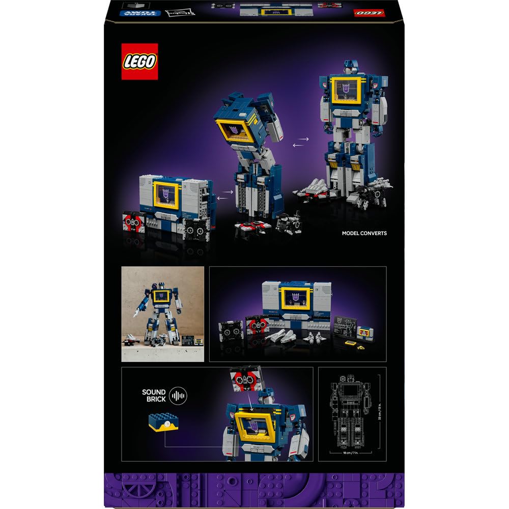 LEGO Icons Transformers: Soundwave 10358 | Model kolekcjonerski, zestaw konstrukcyjny dla dorosłych, prezent dla fana Transformers, dekoracja z klocków, 1505 elementów