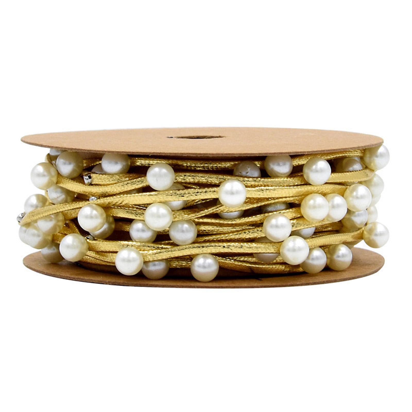 NEWFT Stylish and Versatile Bead Ribbon Christmas Beads Ribbon Perfect for Weddings, Scrapbooking, and Centerpieces Rope