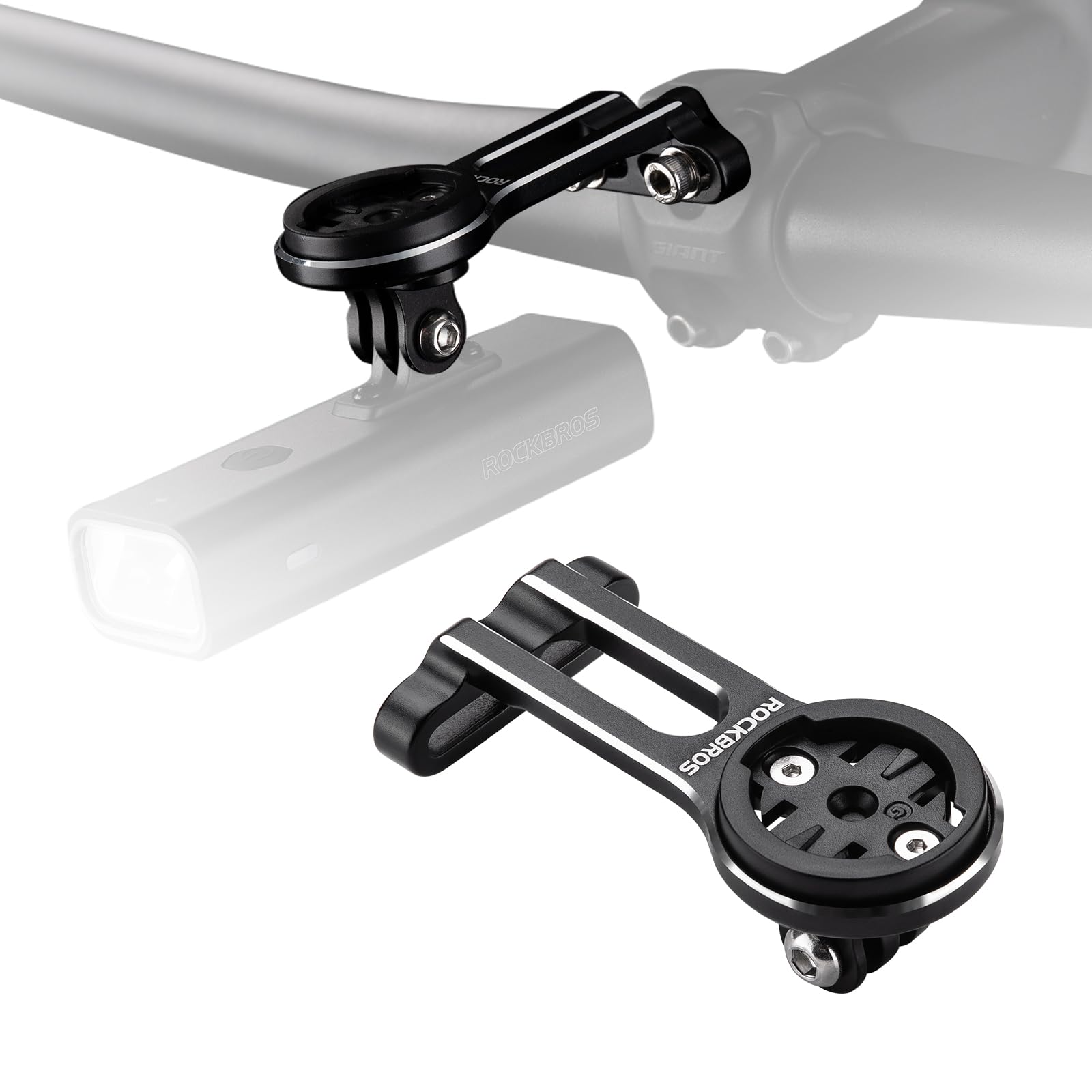 ROCKBROS Supporto Computer Bici, Supporto Contachilometri Bici in Alluminio, Universale per Gopro, Luce Anteriore e Computer Bicicletta, Compatibile con Garmin, Bryton, Wahoo, Tipo Integrato