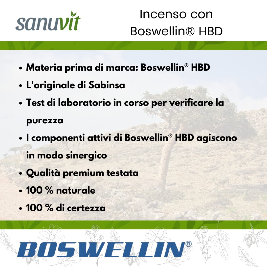 Sanuvit® - Cápsulas de Incienso 500 mg | Altamente dosificado con 500mg de Boswellia serrata india por cápsula | Alta biodisponibilidad | con Boswellin® | Vegano | 180 cápsulas