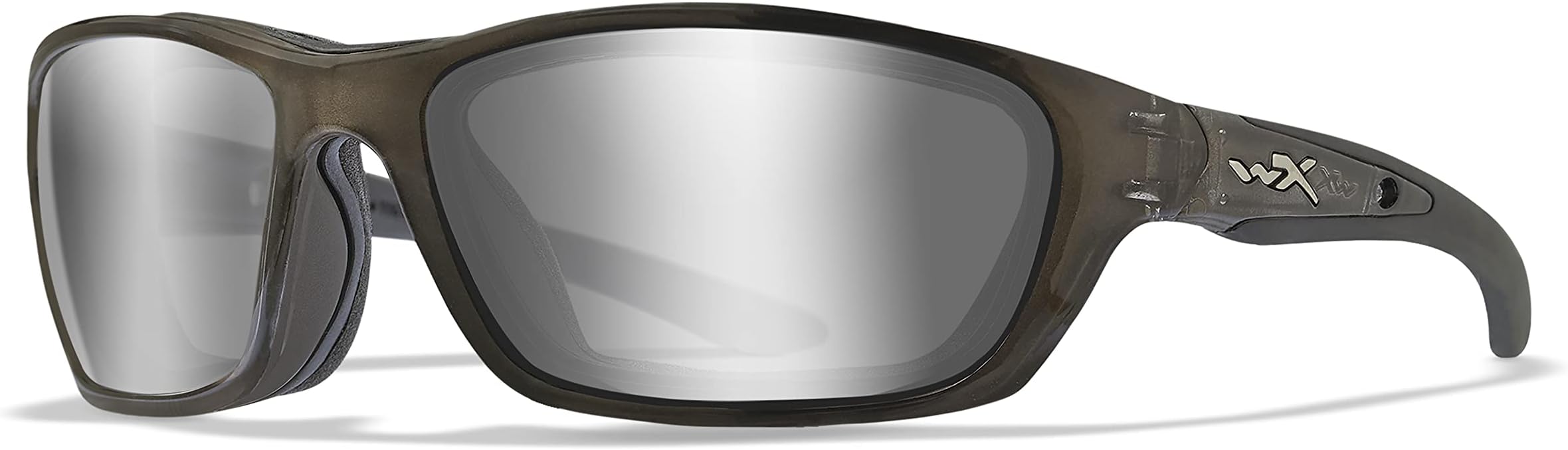 Brick Sunglasses, ANSI Z87 Safety Glasses for Men and Women, UV Eye Protection for Shooting, Fishing, Biking, and Extreme Sports, Crystal Metallic Frames, Silver Flash Lenses