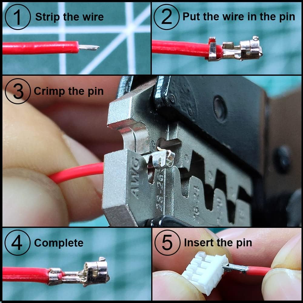 JST PH 2.0 Connectors Pin Header and Ribbon Cable Wire Kit 2.0mm Pitch JST PH - 2/3/4/5/6/7/8 Female Pin Male Housing