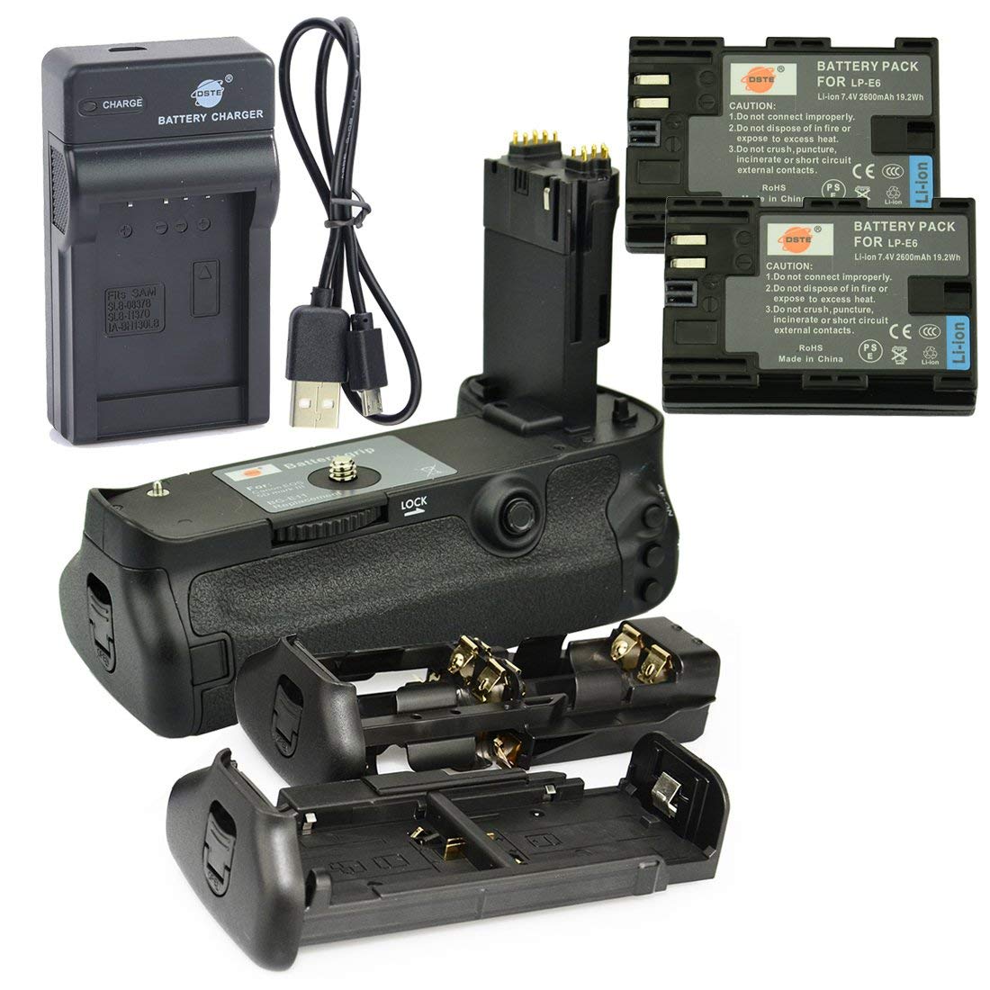 DSTE BG-E11 Vertical Impugnatura Batteria + 2x LP-E6 Batteria + USB Caricabatteria per Canon EOS 5D Mark III 5D3