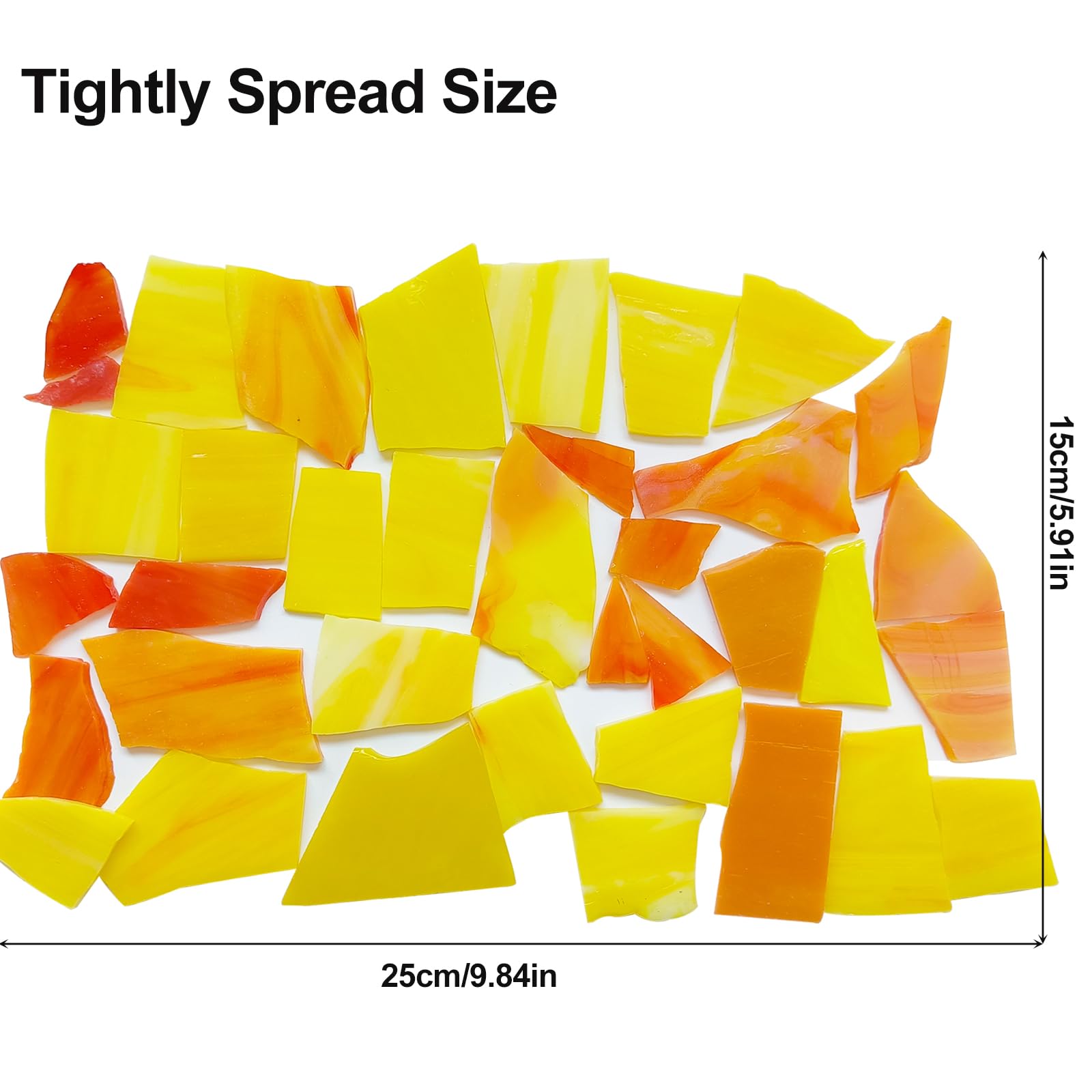 200g Stained Glass Mosaic Tiles,Glass Mosaic Supplies Kit, Mixed Orange Yellow Colors and Shapes,Stained Glass Tiles for Handmade DIY Art/Crafts and Home Decoration (200g/7oz Pack) - Image 2