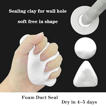 Duct Seal Repair Sealing Clay 12 Pack White Seal Putty, Quick Mending Mud for Drain Connection, Wall Hole, Air Conditioning Hole