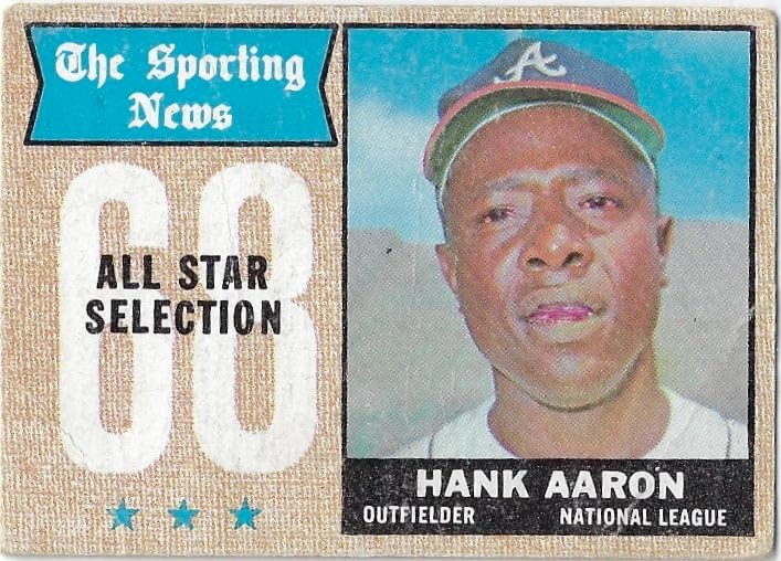 Hank Aaron 1968 All-Star Selection the Sporting News Vintage Collectible Baseball Card - 1968 Topps Baseball Card #370 (Braves)