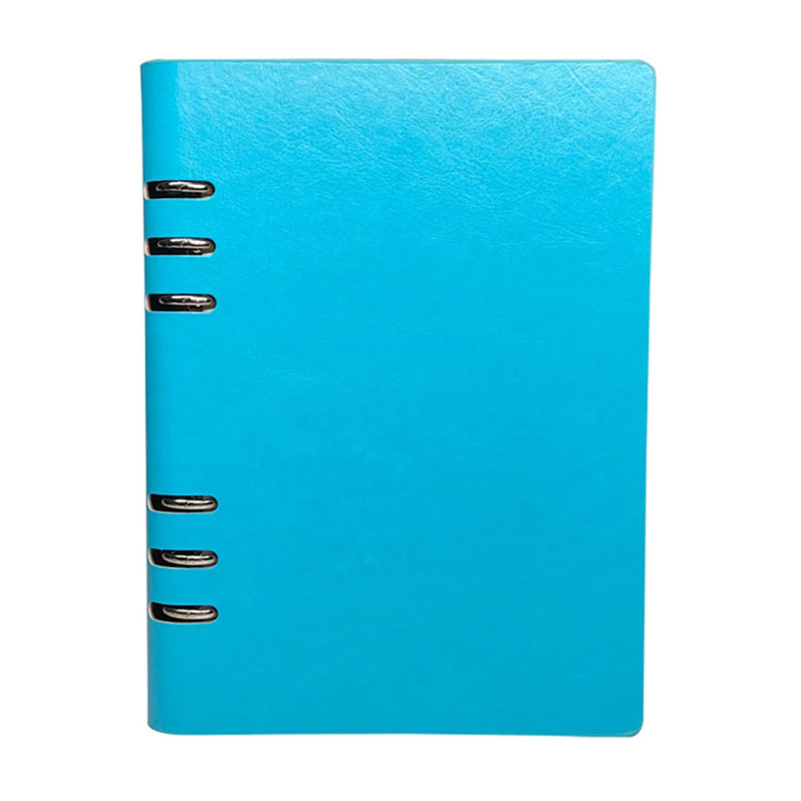 SEIWEI (Light blue) A5 Size (17x23cm/6.6x9inch) Leather Ring Binder Notebook Refillable Stainless Steel Cut-Out Notepad, 100 Pages Waterproof Easy-Open — image 1