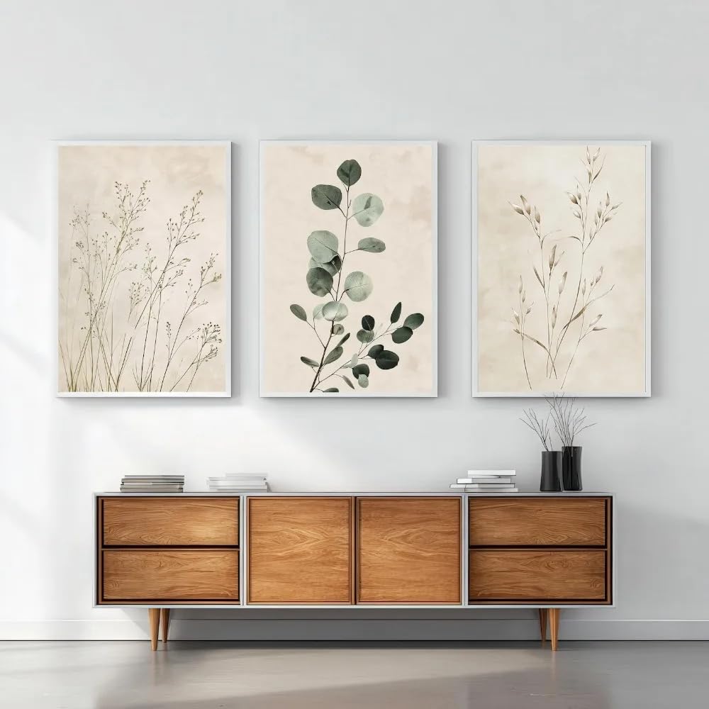 LTjiajuypd Canvas Prints Painting Retro Plant Wall Art Poster Decoration Eucalyptus Japanese(60x90cm-3Pcs)