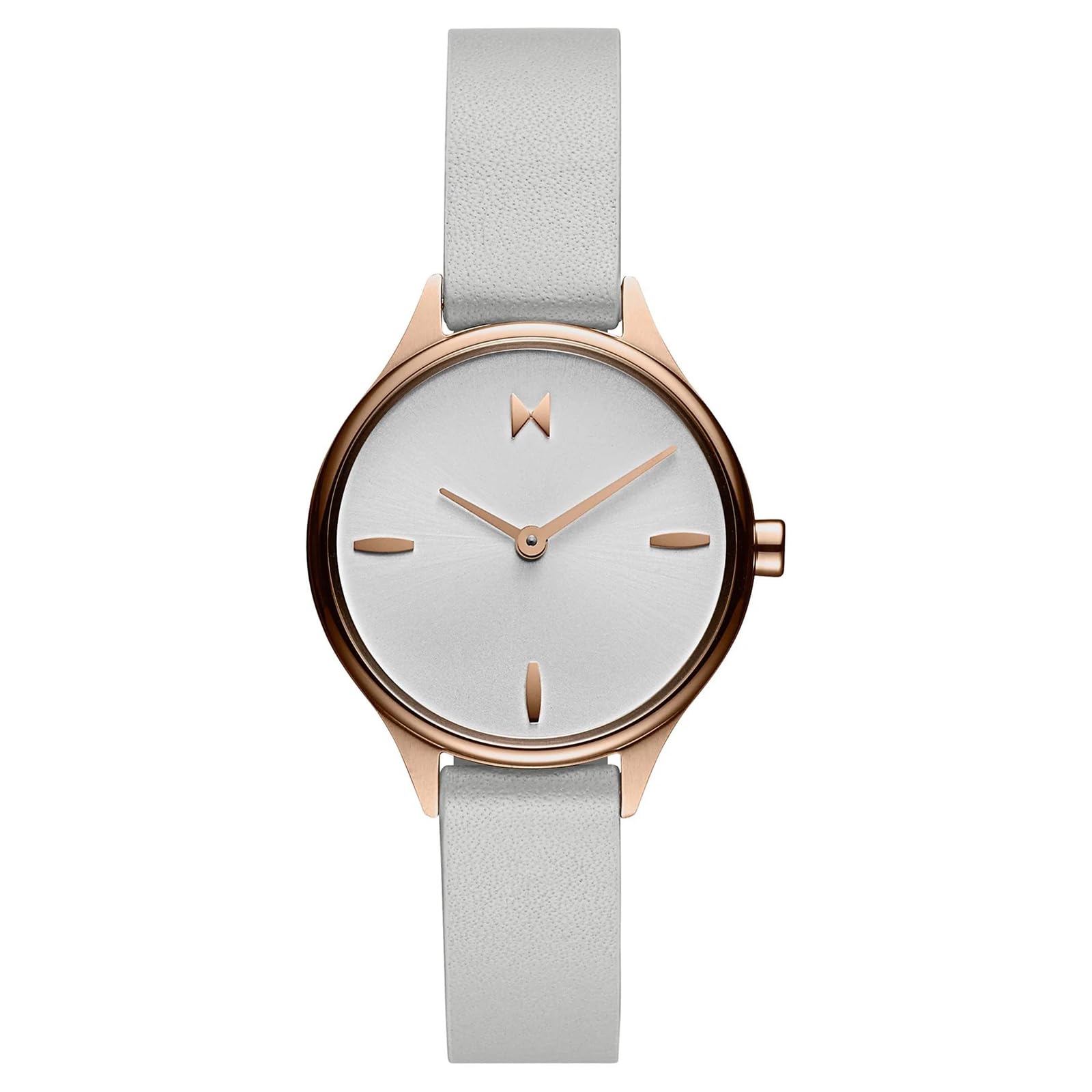 MVMT Reina Qtz Basic Analog Slim White Round Dial Women's Watch, Grey Leather Material, Grey Band - 28000278-D