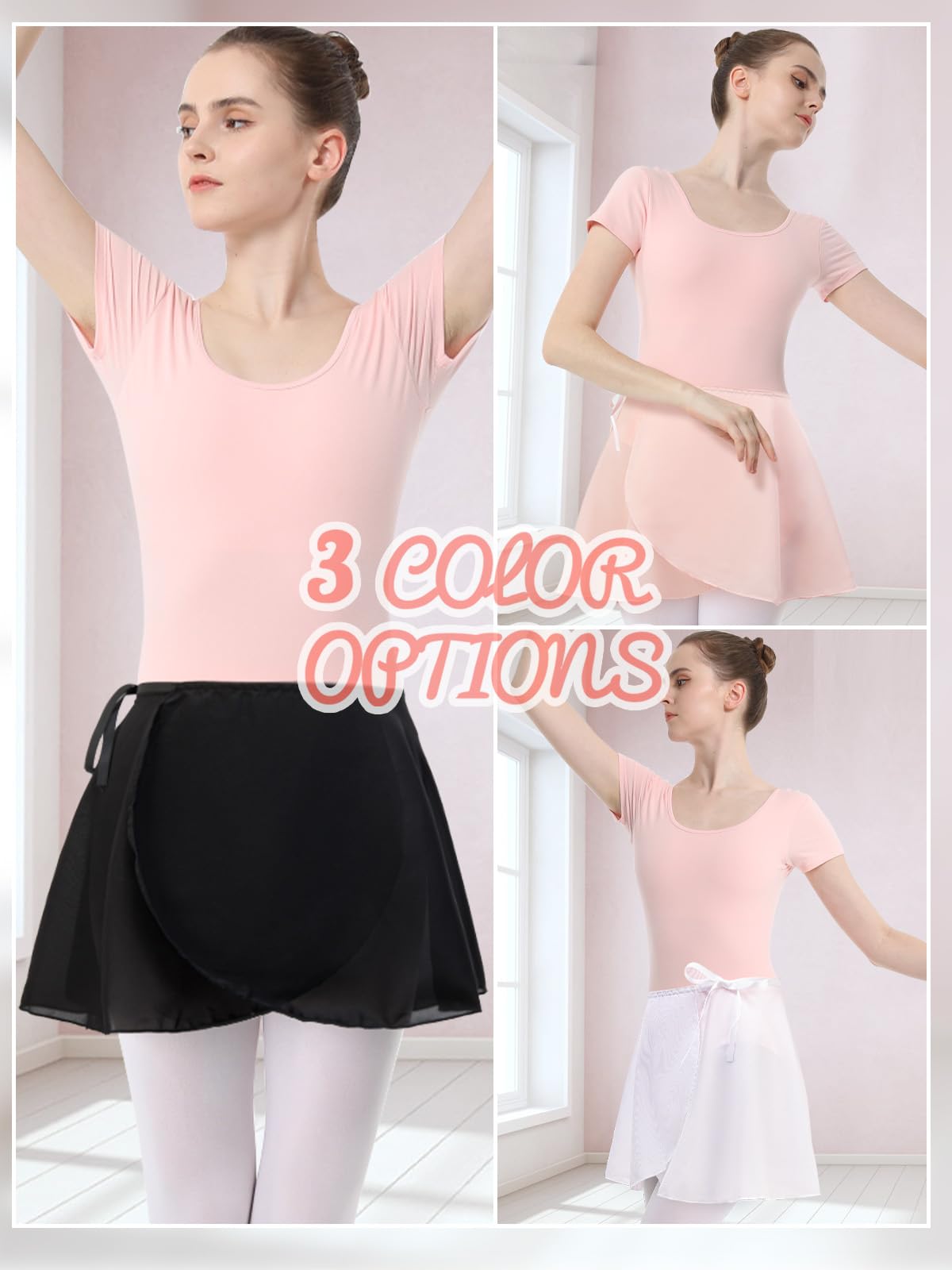 Soudittur Ballet Skirts Chiffon Dance Wrap Skirts with Waist Tie for Toddler Girls Women — view 3