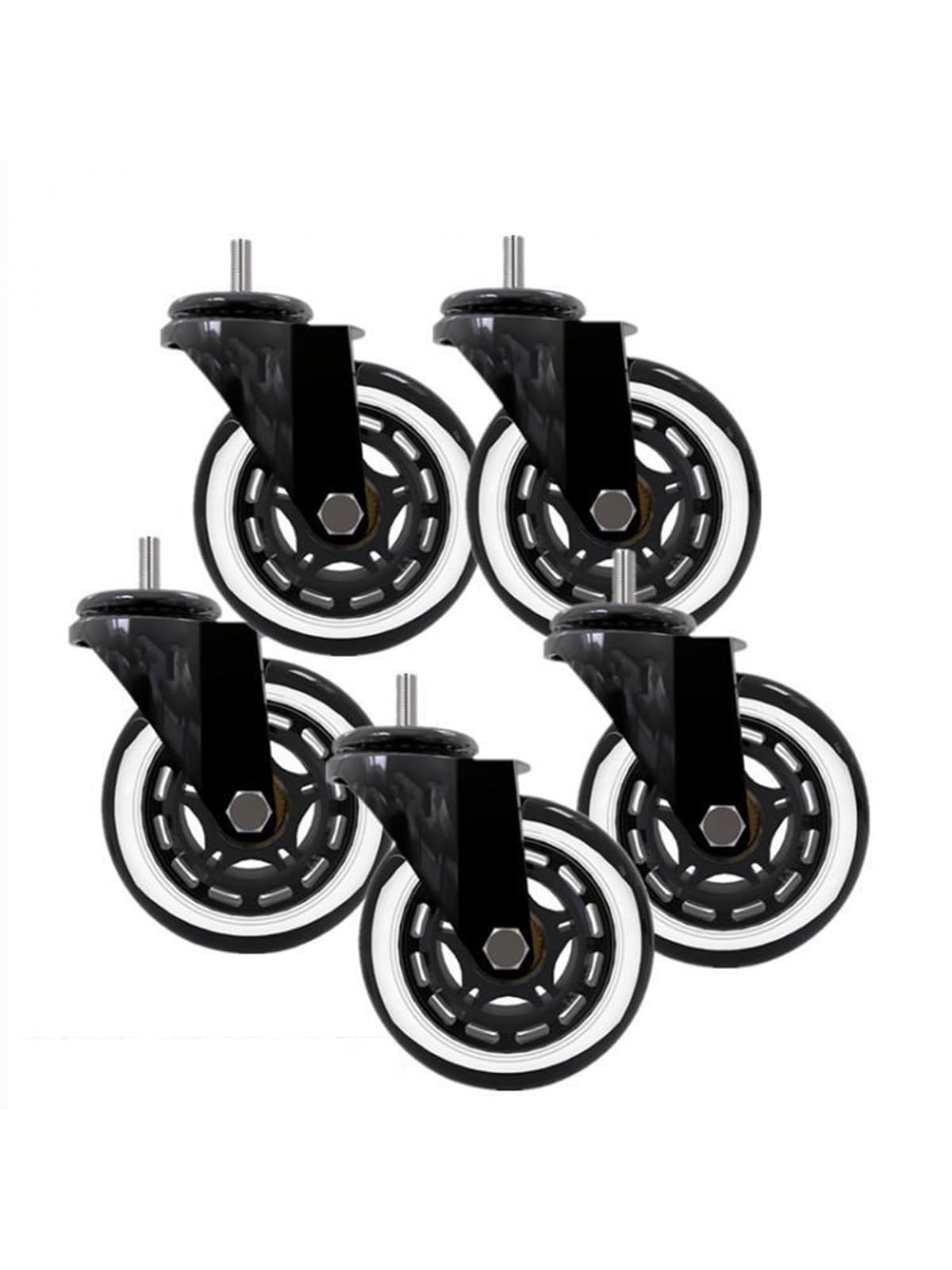 Roulette trottinette PU 3 pouces vis roue muette universelle lot 5