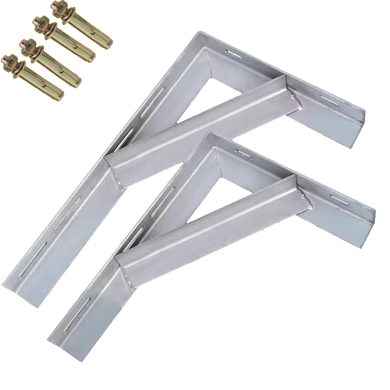 2x Soportes para Estantes Pesados de Pared,Escuadras para Estanterias de Triangulares de 90 Grados Angular,Estanterías del Hierro de Almacenamiento,con Tornillos,Plateado (60cm x 30cm)
