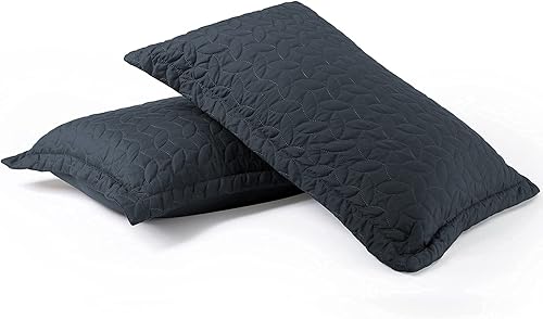 Miniatura 7 de Hygge Hush Juego de edredón de verano, tamaño individual, diseño de hojas azul marino, juego de edredón de 2 piezas, juego de colcha de estilo