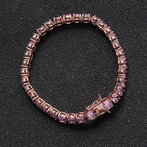 14K Rose Gold Tennis Bracelet Embellished with Pink Moissanite Gem Stones, A Perfect Women's Gift3