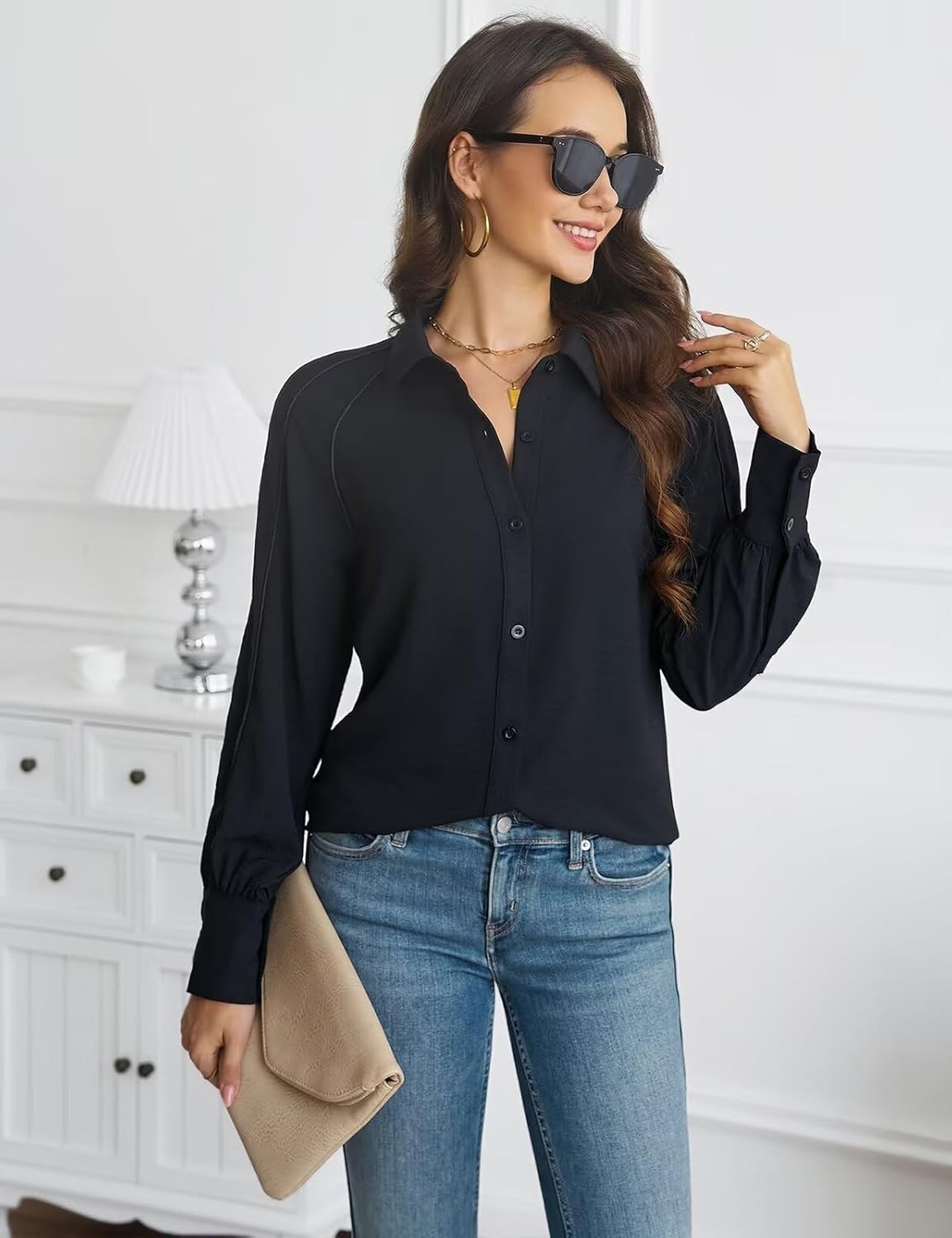 CiCiBird Women Casual Button Down Shirt Long Sleeve Print Blouse Summer Fall Fashion Tops - Image 4