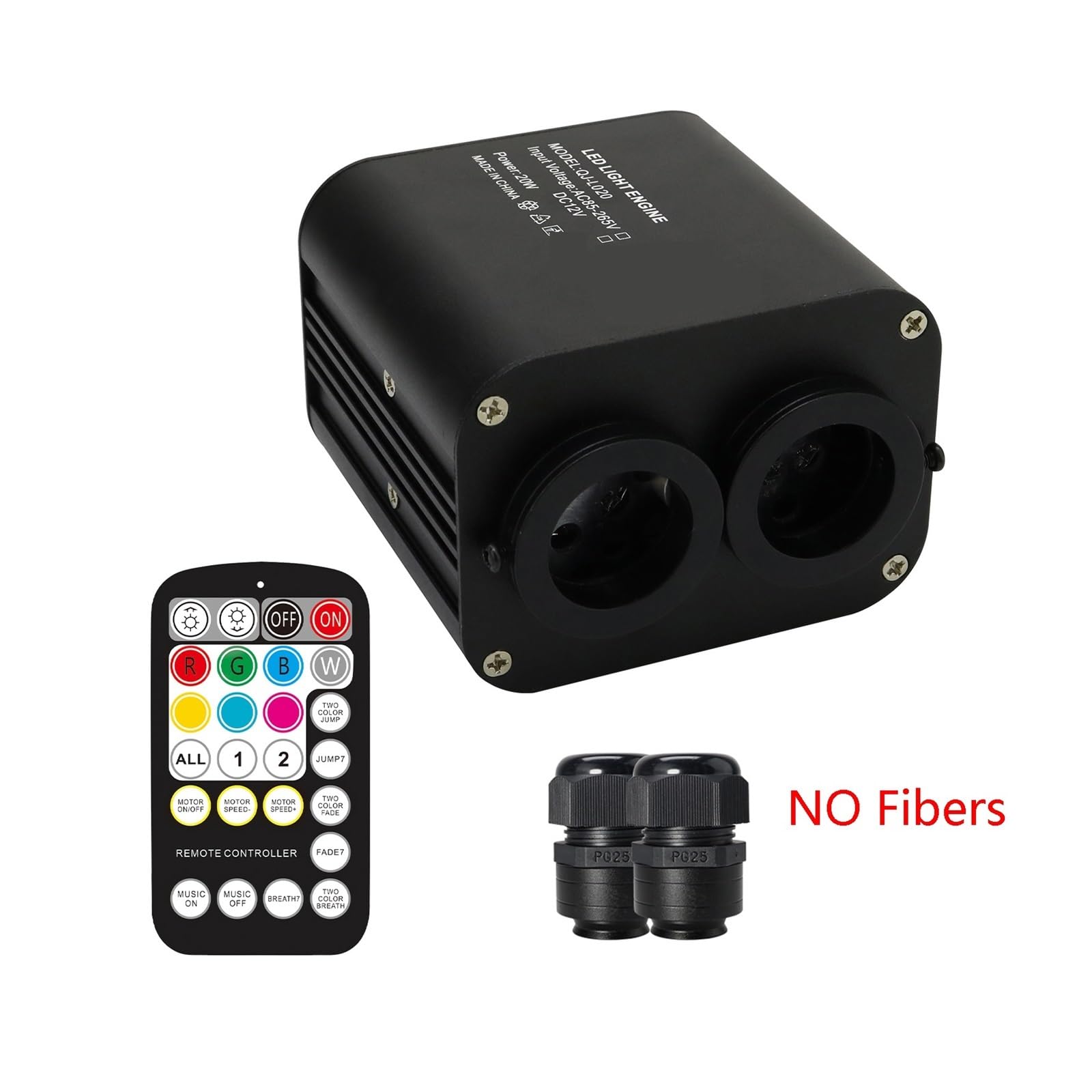 DELURA 20W RGBW Coche De Doble Cabeza Cielo Estrellado Control De Música Coche Techo Estrella Fibra Óptica Estrella Techo Kit Luz De Fibra Óptica Ampliamente Utilizado (Size : LED Engine NO Fiber)