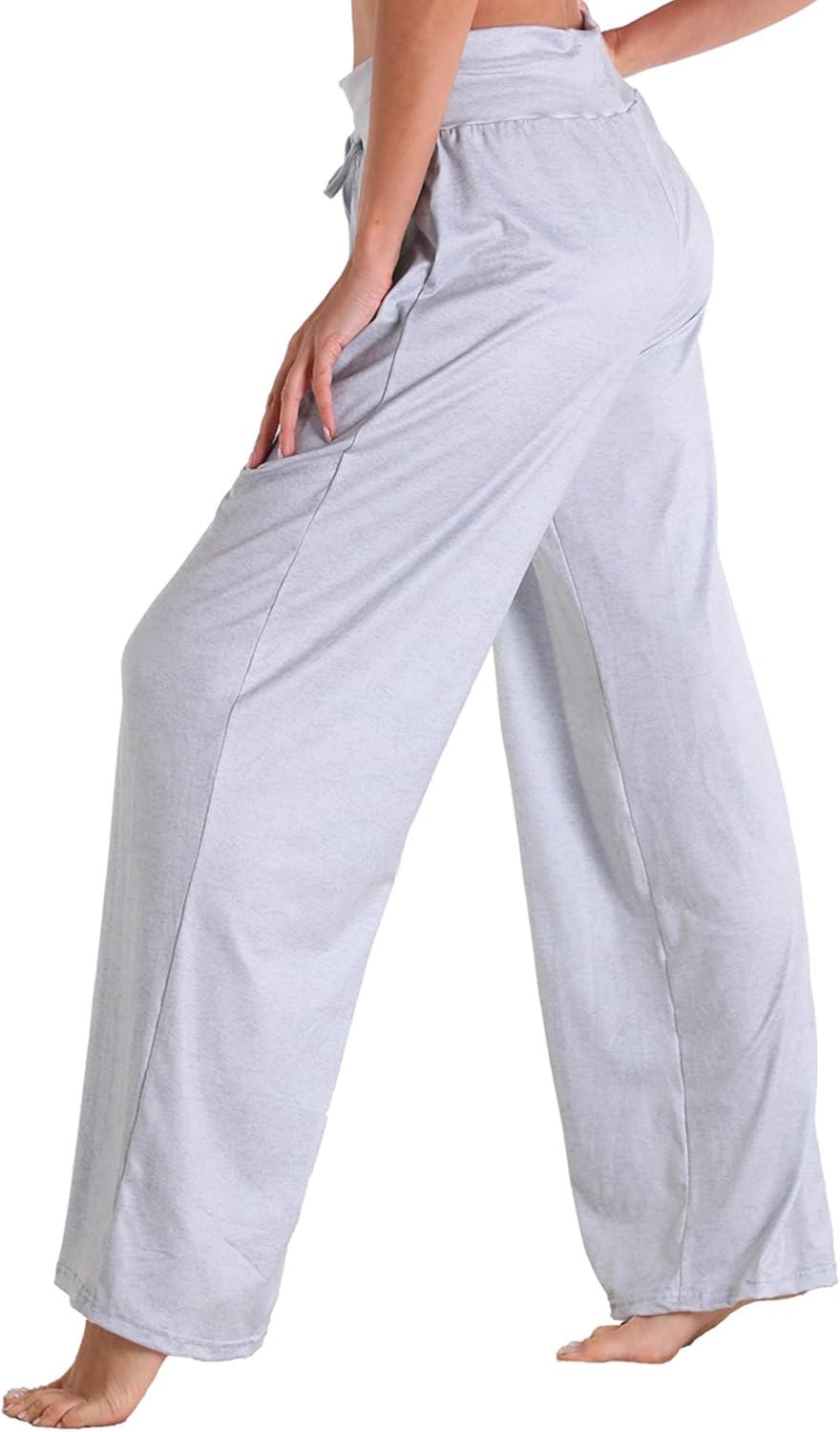 Women Pajama Pants Comfy Lounge Wide Leg Casual Stretch Palazzo Drawstring Pj Bottoms Pants S-3XL - Image 3