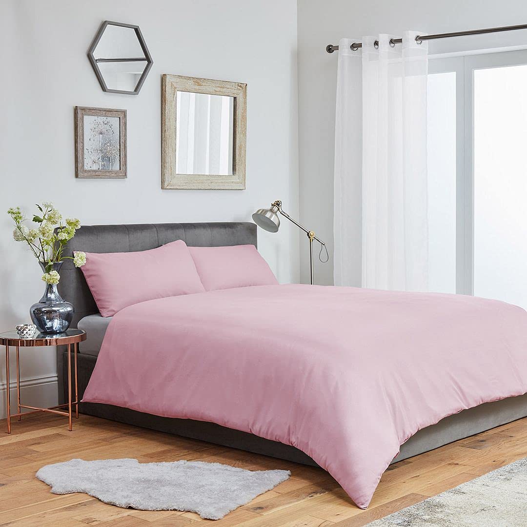 John Aird Microfibre Plain Duvet Cover With Pillowcases (King, Pink) โ image 1