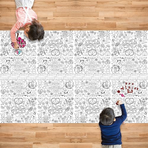 Image of OHOME Valentines Coloring Tablecloth - Valentines Decorations |Valentines Crafts for Kids- Valentines Gifts Decor Accessories Party Favors Classroom School Valentine Backdrop,54 inch x 88 inch