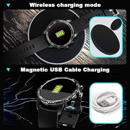 Miniatura 2 de Tinwoo Reloj inteligente para hombres y mujeres compatible con carga inalámbrica rastreador de fitness Bluetooth con monitor de frecuencia cardíaca