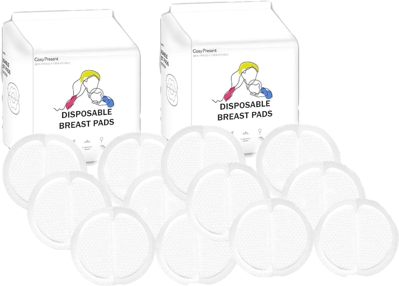 Jorunb Nursing Pads Disposable, 100pc Breastfeeding Pads for Leaking Milk, Stay Dry & Ultra Absorbent, Breast Pads with Leak-Proof Design, Nipple Pads Thin and Soft（100pcs）