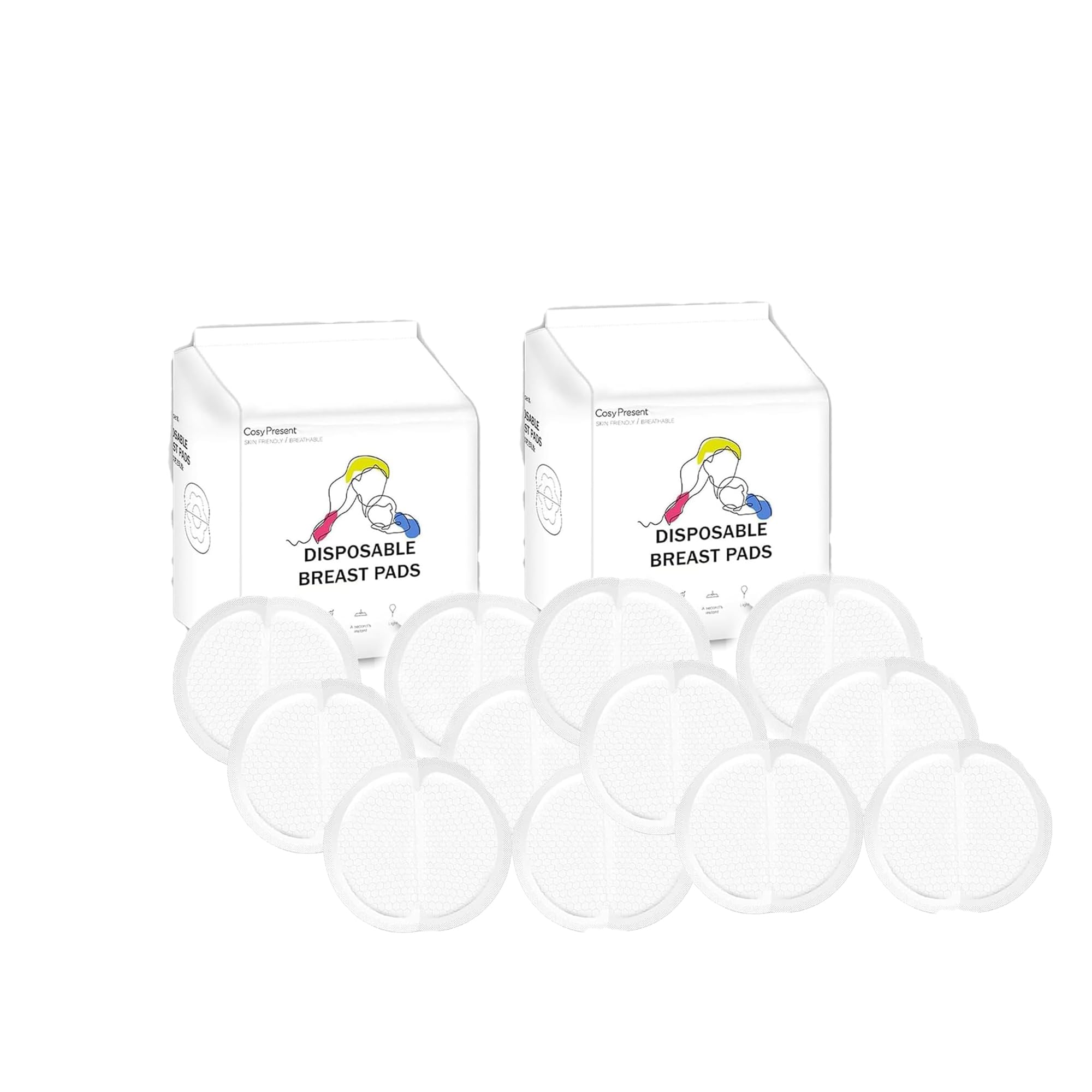 Jorunb Nursing Pads Disposable, 100pc Breastfeeding Pads for Leaking Milk, Stay Dry & Ultra Absorbent, Breast Pads with Leak-Proof Design, Nipple Pads Thin and Soft（100pcs）