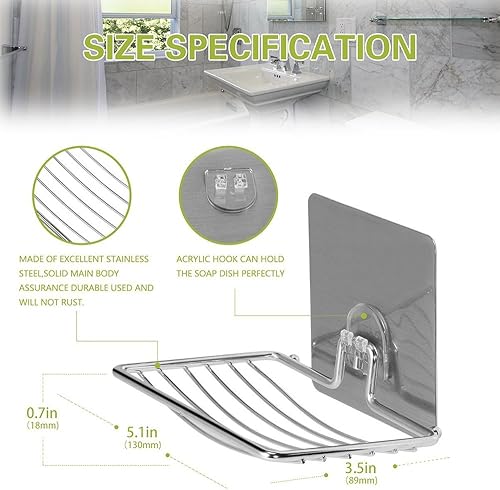 Miniatura 3 de Inchant Soporte para jabonera para baño y ducha, montado en la pared, autoadhesivo, sin necesidad de taladrar, soporte para jabón, bandeja