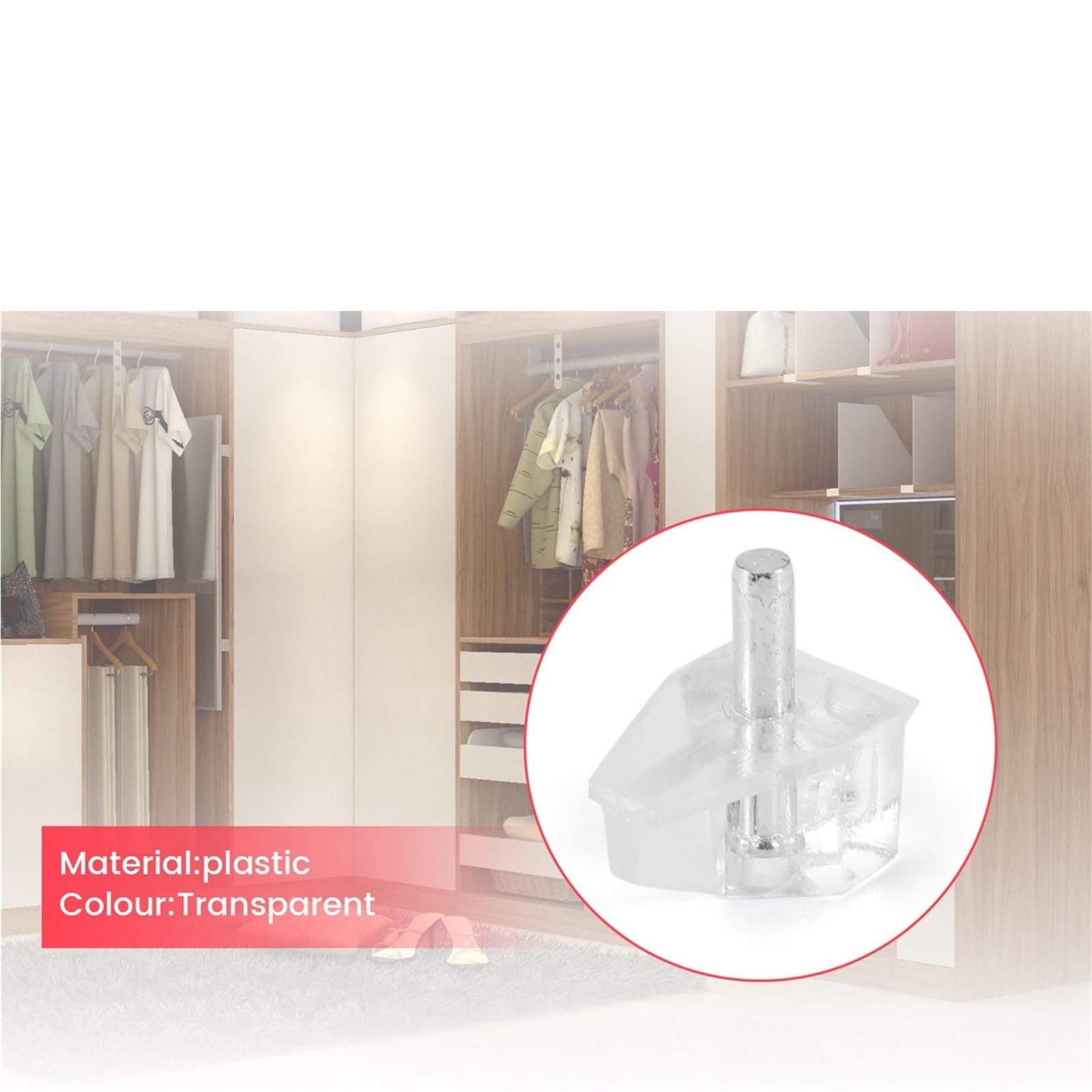 50 pezzi perni for mensole, pioli di supporto trasparenti, for for mobili da cucina Per Mensole