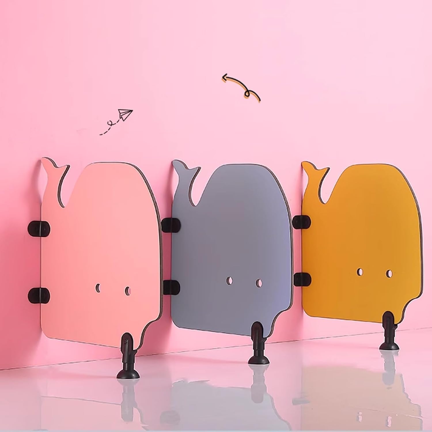 Kindergarten Color Urinal Partition, Child Urinal Baffle, Cartoon Bathroom Toilet Partition, Floor-Mounted Urinal Divider, for Schools/Shopping Malls(Yellow,60x80cm 1pcs)