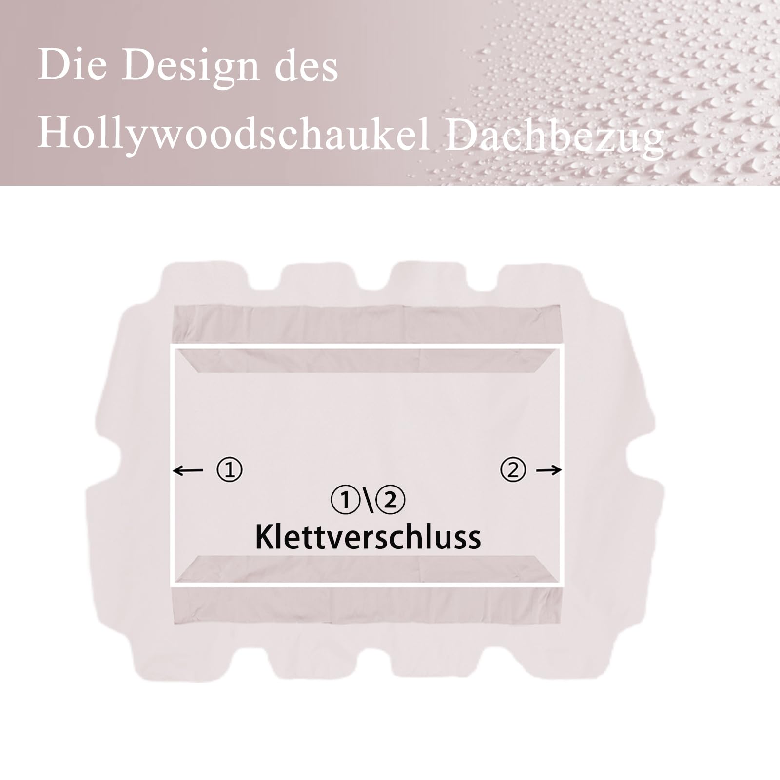 Hollywoodschaukel Dachbezug 210x145, Ersatzdach Hollywoodschaukel Dach, Sonnendach für Hollywoodschaukel Wasserdicht (Weiß)
