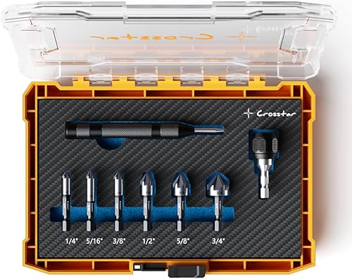 Crosstar Pro Cobalt - Juego de brocas avellanadas con revestimiento de nitruro de aluminio y titanio, vástago hexagonal de 14 pulgadas, 6 piezas (14